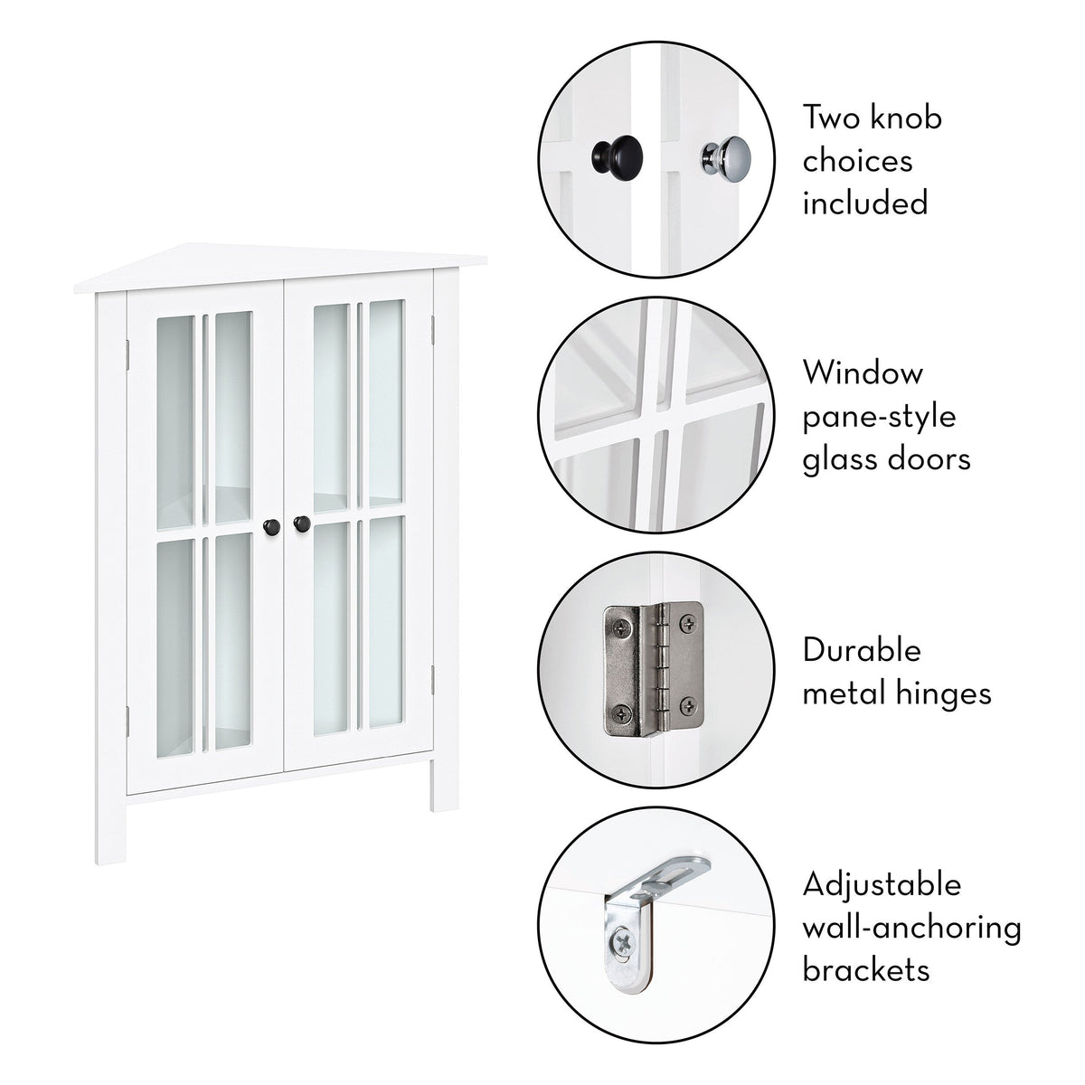 RiverRidge Danbury 25.5-in x 31.5-in x 12.75-in White Freestanding Corner Linen Cabinet