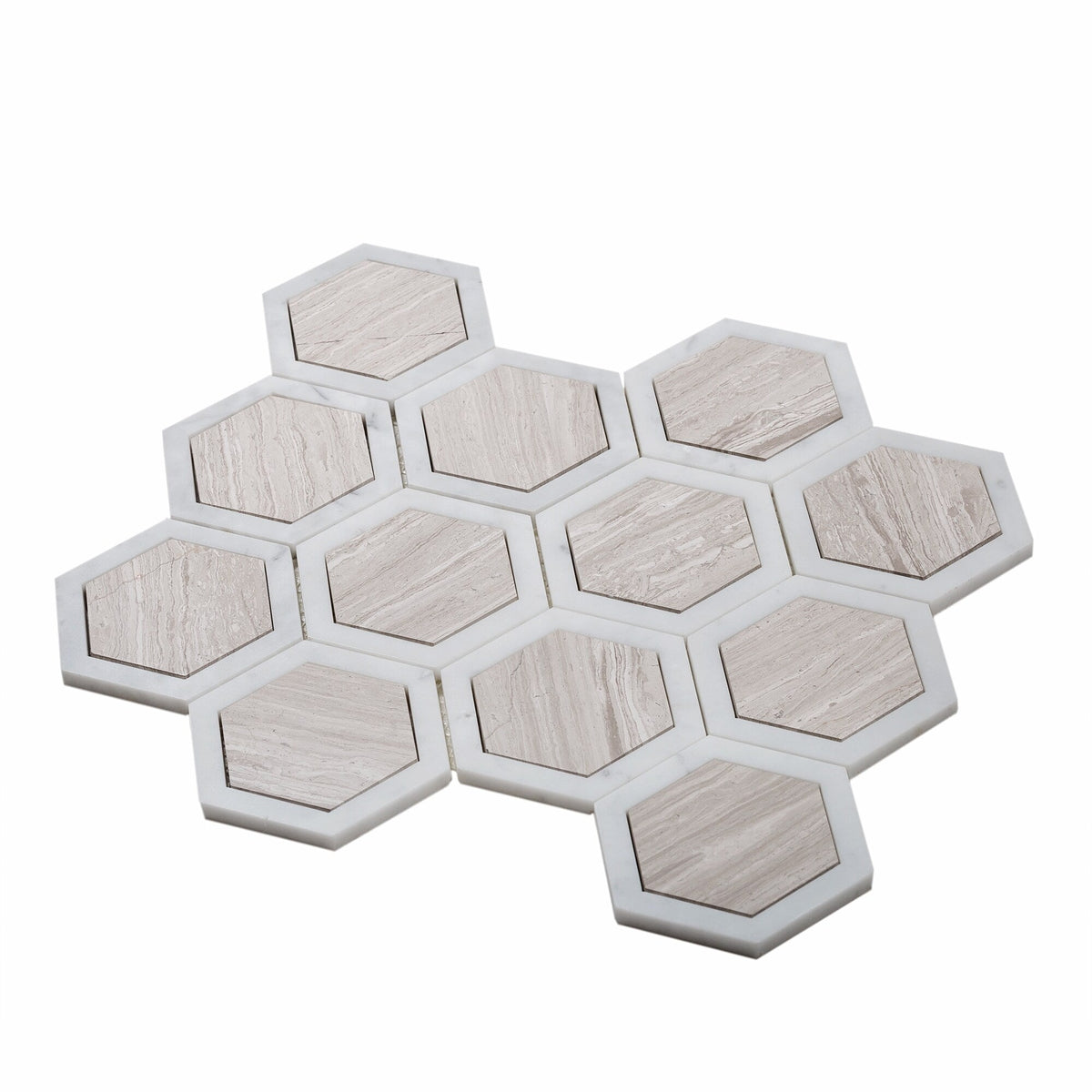 Apollo Tile Gray 5-in x 13-in Polished Natural Stone Marble Honeycomb Marble Look Wall Tile (5.48-sq. ft/ Carton)