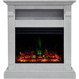 Sienna 34 in. Electric Fireplace Heater in White with Mantel, Enhanced Log Display and Remote Control - Super Arbor