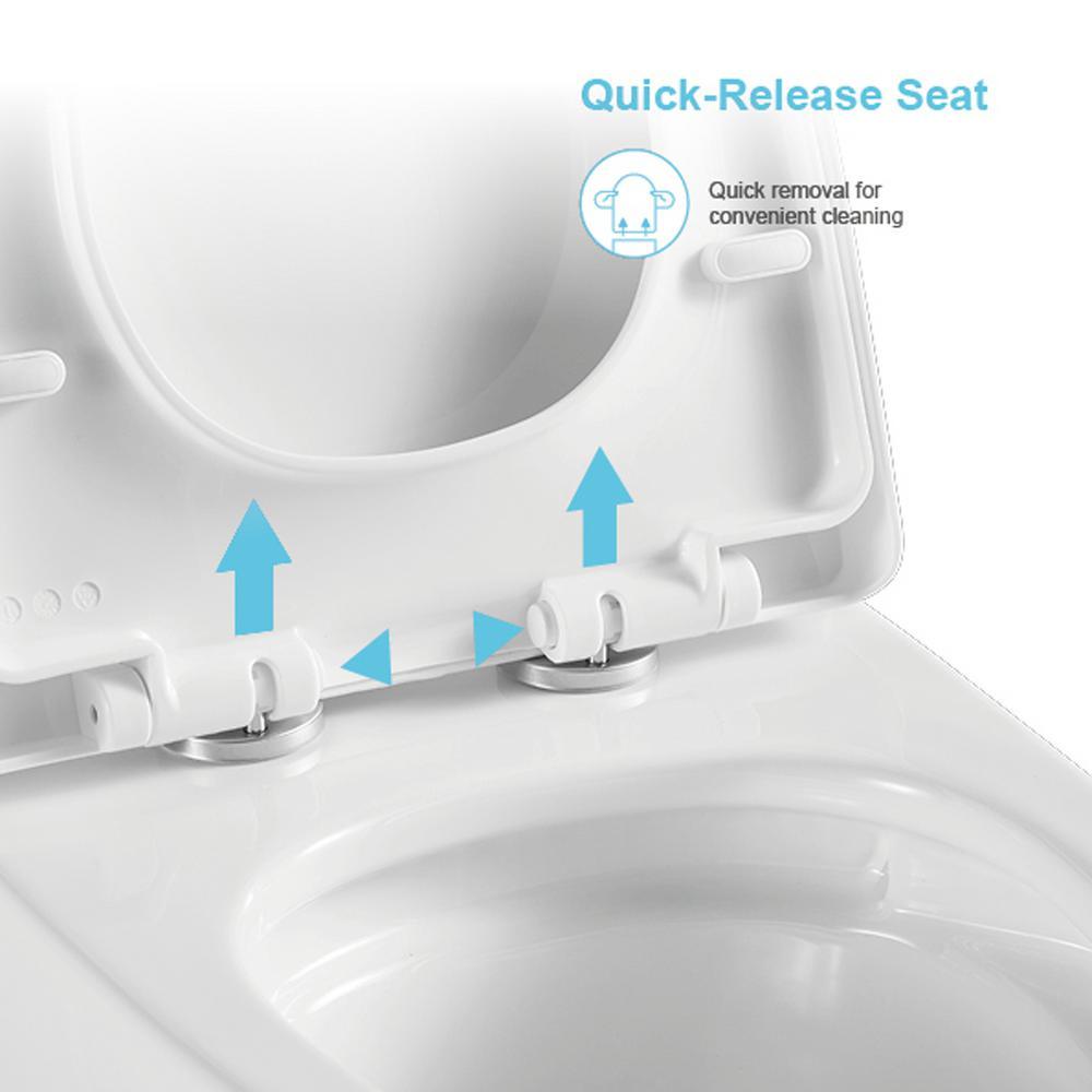 12 in. Rough-In 1-piece 1.1/ 1.6 GPF Dual Flush Elongated Siphonic Jet Toilet in White, Seat Included - Super Arbor