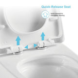 12 in. Rough-In 1-piece 1.1/ 1.6 GPF Dual Flush Elongated Siphonic Jet Toilet in White, Seat Included - Super Arbor