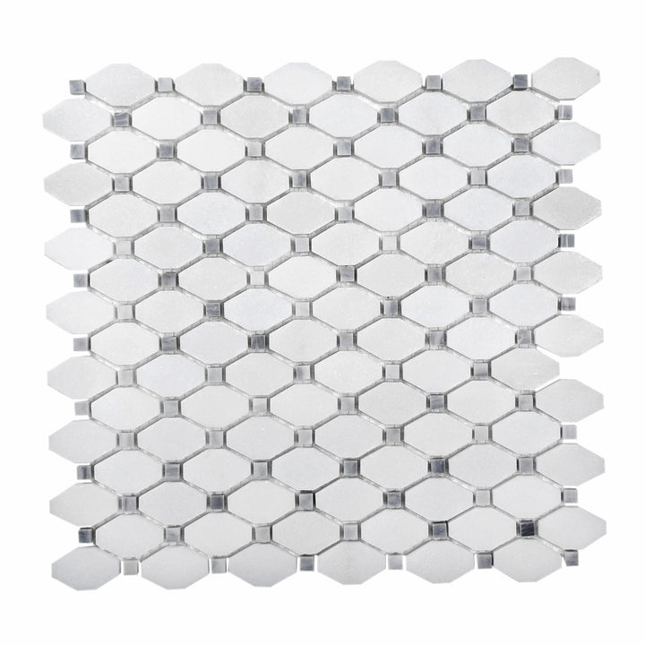 Apollo Tile White 11-in x 11-in Polished Natural Stone Marble Octagon Dot Marble Look Floor and Wall Tile (4.51-sq. ft/ Carton)