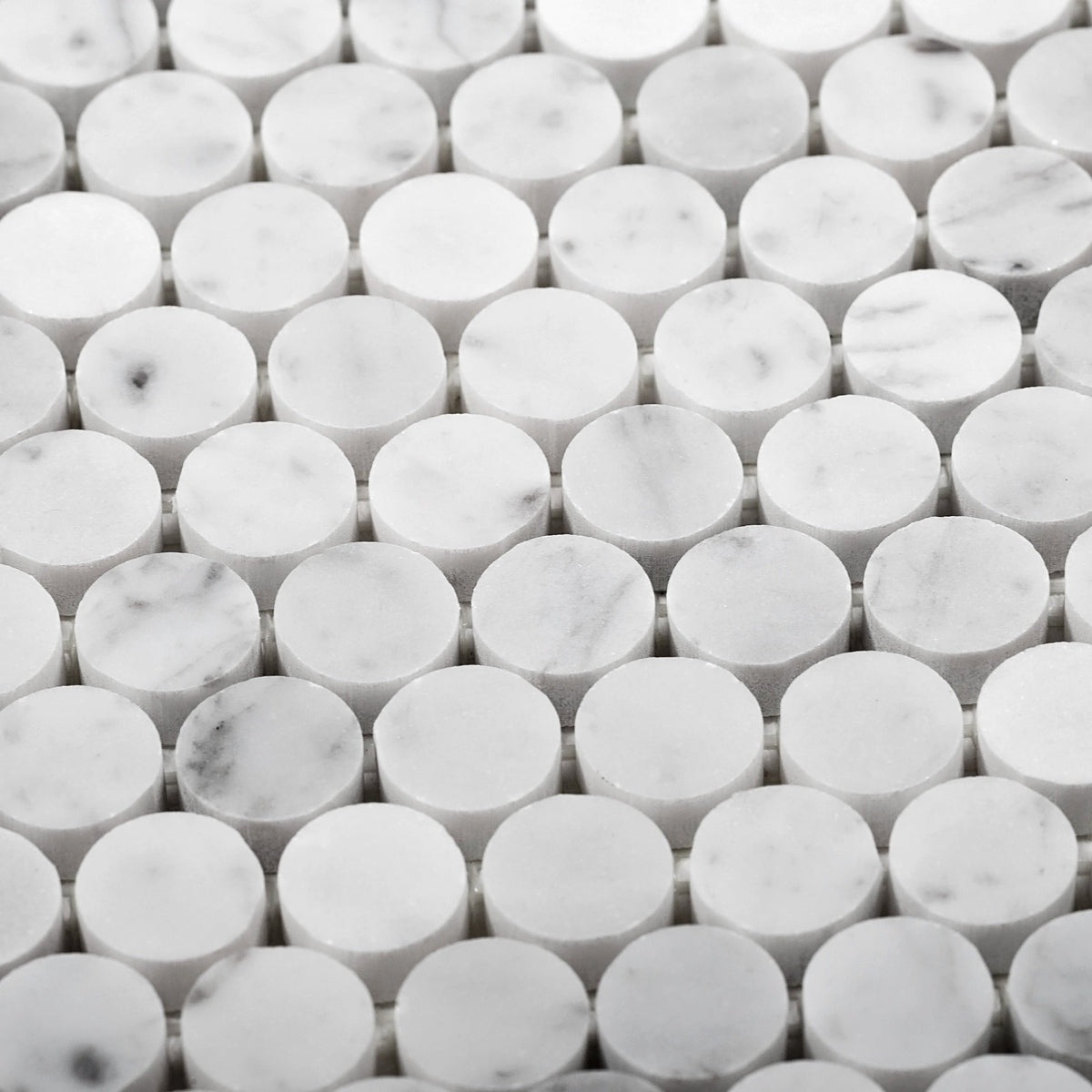 Apollo Tile Athens White 11-in x 12-in Honed Natural Stone Marble Penny Round Marble Look Floor and Wall Tile (4.83-sq. ft/ Carton)
