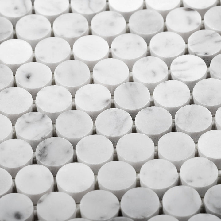 Apollo Tile Athens White 11-in x 12-in Honed Natural Stone Marble Penny Round Marble Look Floor and Wall Tile (4.83-sq. ft/ Carton)