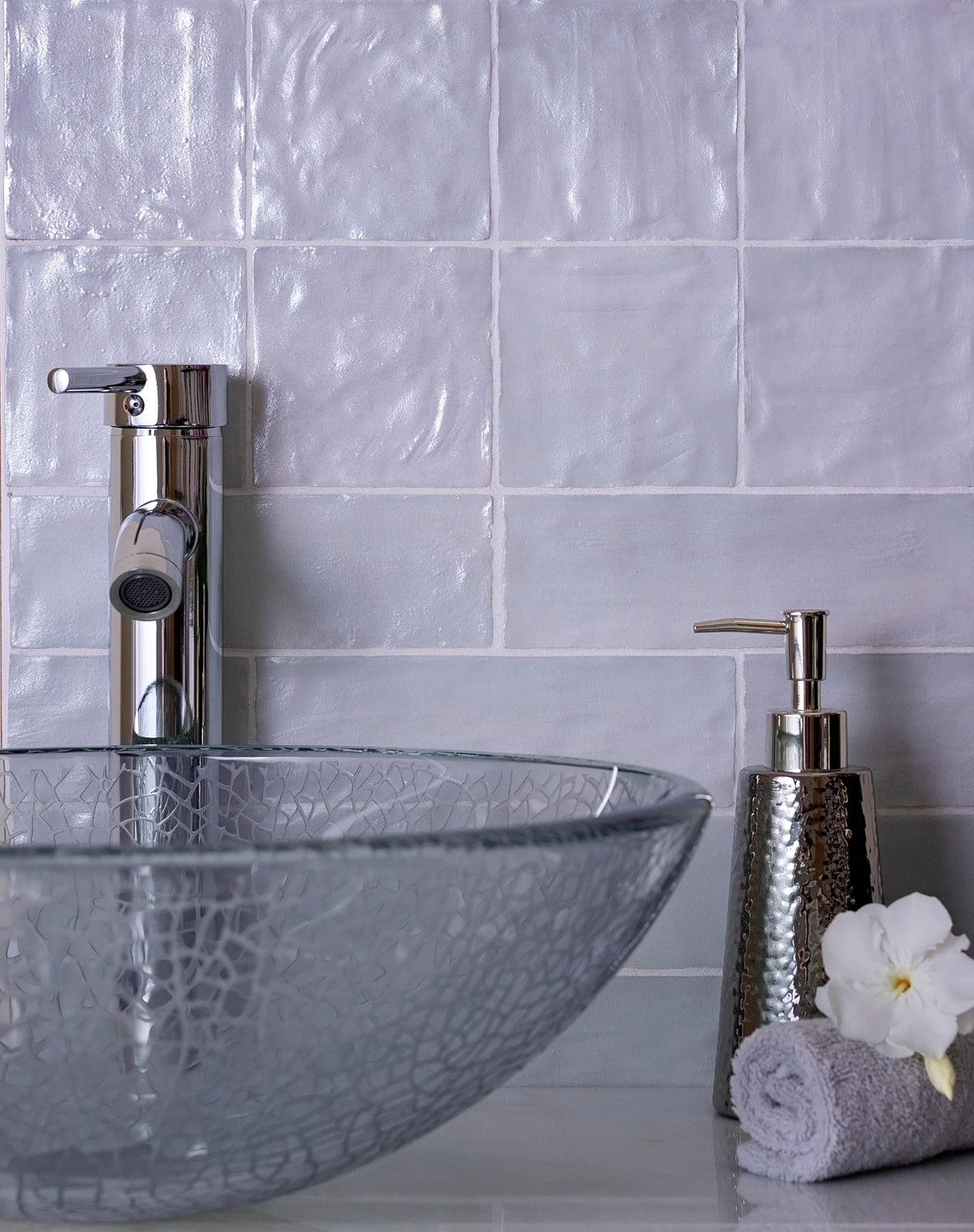 Apollo Tile (Sample) Duchess Grey 4-in x 4-in Glossy Ceramic Brick Look Wall Tile