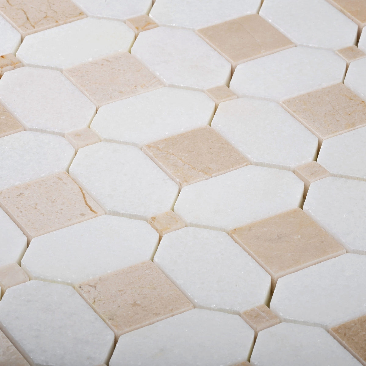 Apollo Tile Beige 12-in x 12-in Polished Natural Stone Marble Octagon Dot Patterned Floor and Wall Tile (5.16-sq. ft/ Carton)