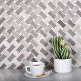 Apollo Tile (Sample) Gray 4-in x 4-in Polished Marble Basketweave Wood Look Floor and Wall Tile