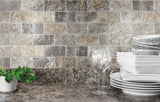 Satori Silver Crescent 12-in x 12-in Tumbled Natural Stone Travertine Brick Subway Wall Tile