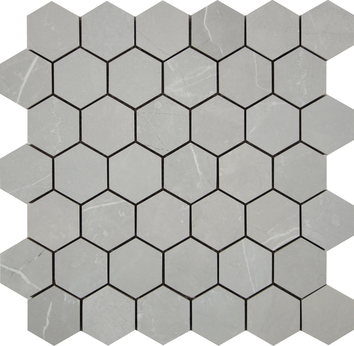 Satori Palisade Grigio Polished Hexagon 12-in x 12-in Polished Porcelain Marble-Look Mosaic Tile, 9.7-sq ft Carton