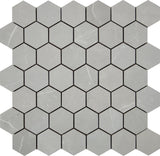 Satori Palisade Grigio Polished Hexagon 12-in x 12-in Polished Porcelain Marble-Look Mosaic Tile, 9.7-sq ft Carton