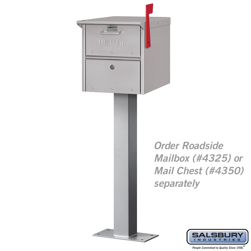Standard Pedestal Bolt Mounted for Roadside Mailbox and Mail Chest Silver