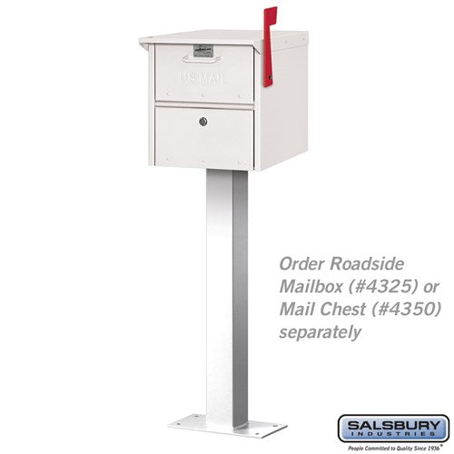 Standard Pedestal Bolt Mounted for Roadside Mailbox and Mail Chest - White