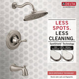 Delta Valdosta with H2Okinetic Technology Spotshield Brushed Nickel 1-Handle Bathtub and Shower Faucet with Valve