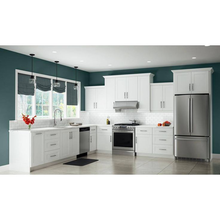 Home Decorators Collection Washington Vesper White Plywood Shaker Assembled Vanity Sink Base Kitchen Cabinet Sft Cls 36 in W x 24 in D x 34.5 in H
