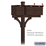 Deluxe Post - 2 Sided - In-Ground Mounted - for 3 Roadside Mailboxes - Bronze
