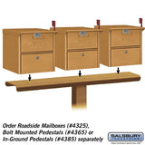 3-Wide Mailbox Spreader for Designer Roadside Mailboxes, Brass