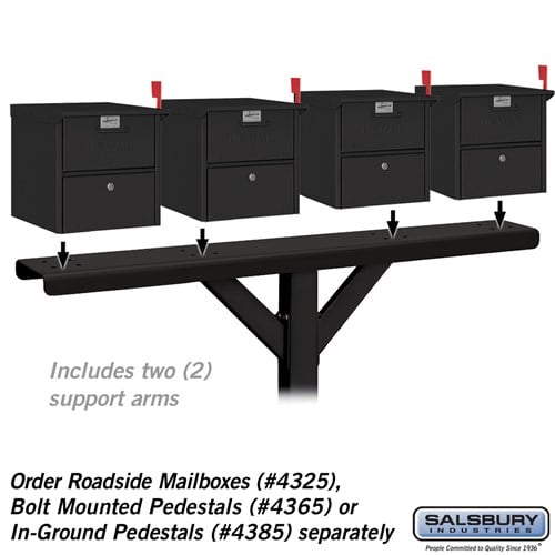 4-Wide Mailbox Spreader with 2 Supporting Arms - Black
