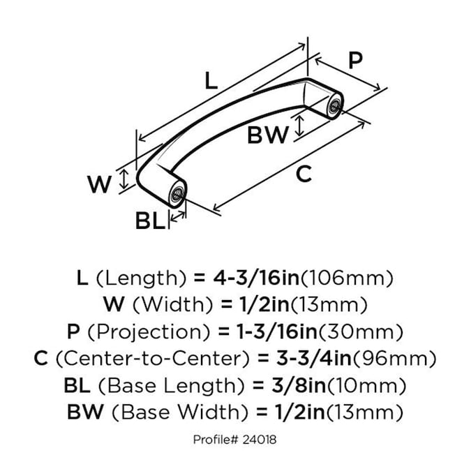 Amerock Essential'Z 6-5/16-in (160mm) Center to Center Satin Nickel Matte Arch Handle Drawer Pull
