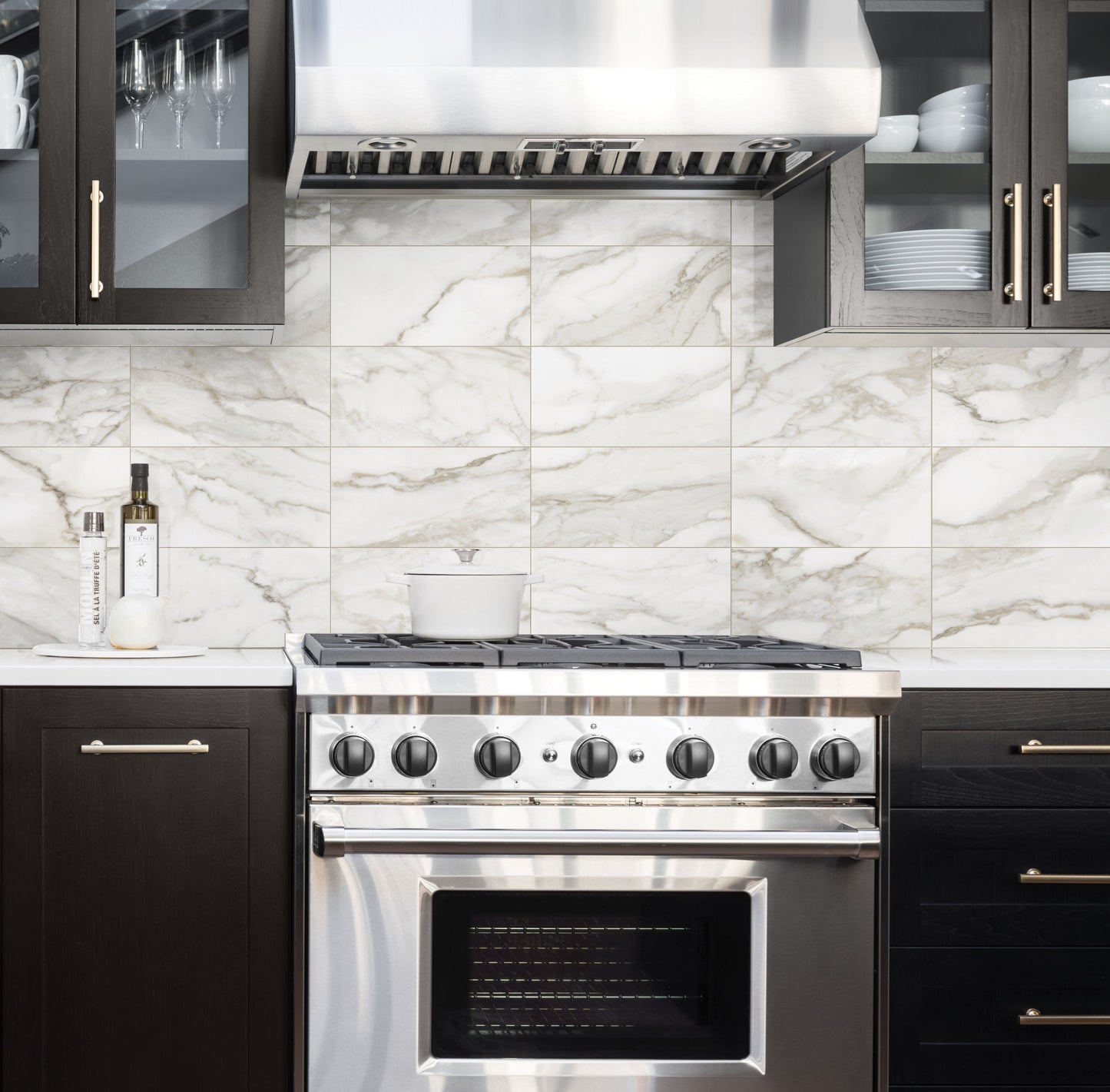 Satori Regent Calacatta 8-in x 16-in Glossy Ceramic Marble Look Wall Tile (0.86-sq. ft/ Piece)