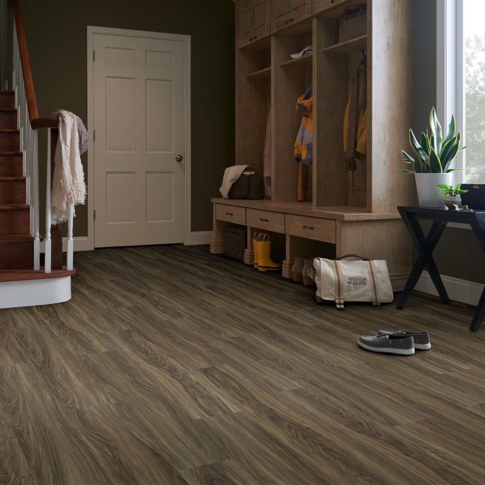 Shaw Newcastle Chateau Walnut 7-in Wide x 4-4/5-mm Thick Waterproof Interlocking Luxury Vinyl Plank Flooring (18.68-sq ft)