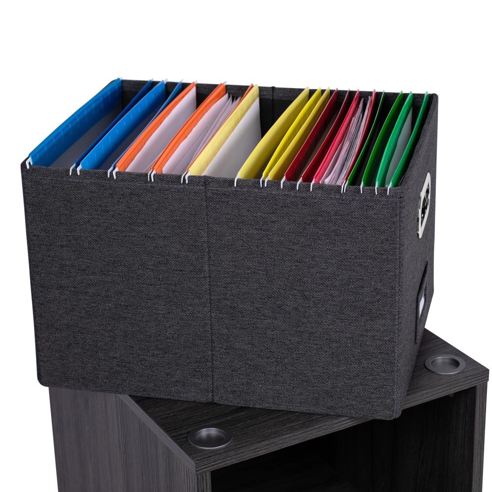 BirdRock Home Contemporary Black Lateral File Cabinet, 15  14  12in, Wood Construction, Rolling or Stacking, Decorative Driftwood Design, Versatile Storage