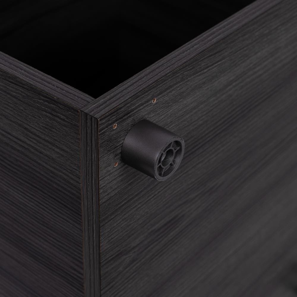 BirdRock Home Contemporary Black Lateral File Cabinet, 15  14  12in, Wood Construction, Rolling or Stacking, Decorative Driftwood Design, Versatile Storage