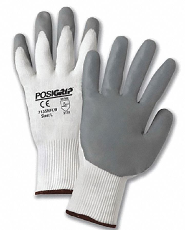 PIP PosiGrip 715SNFLW Foam Nitrile Coated Gloves, Medium (8), White/Gray, 12 Pack
