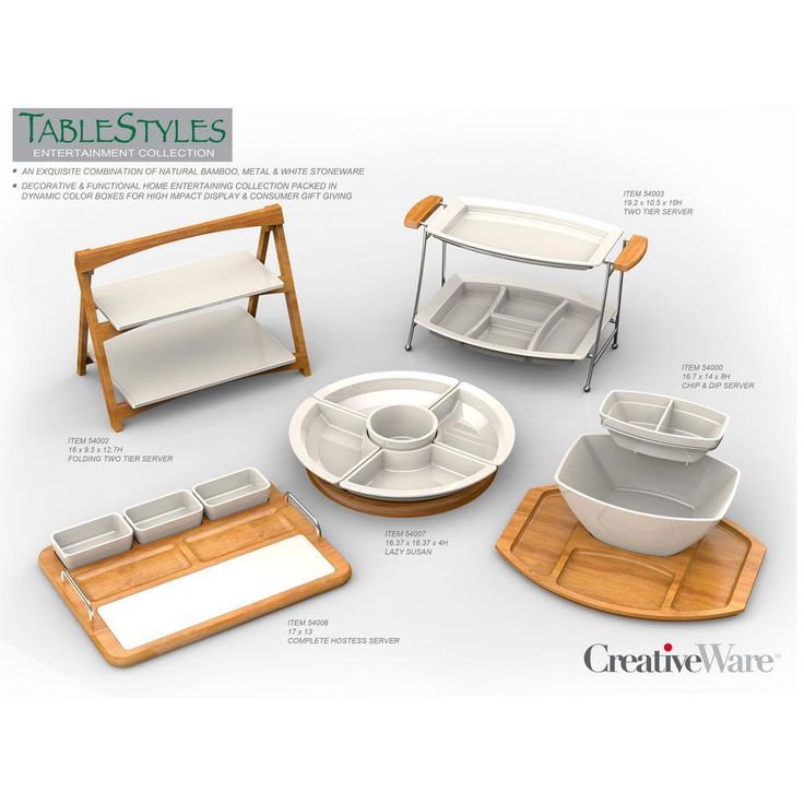 Creative Ware 'TableStyles' Bamboo/Ceramic Chip 'n Dip Party Server Set