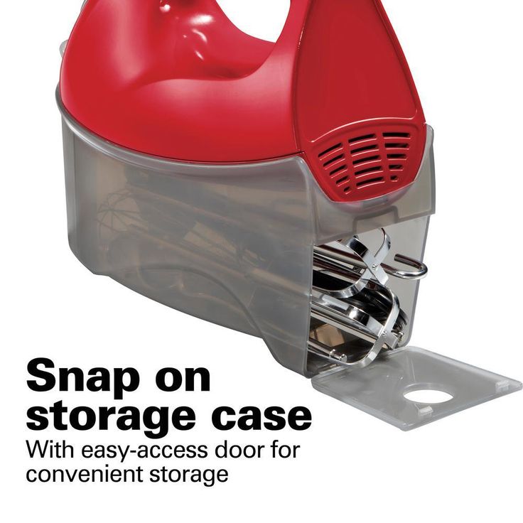 Ensemble 6-Speed Red Hand Mixer with Snap-On Case