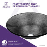 ANZZI Jonas Round Glass Vessel Sink, Arctic Sheer, 17.7 x 17.7 x 5.7 in, LS-AZ8215