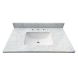 31 in. W x 22 in. D x 1 in. H Bianco Carrara White Marble Vanity Top with White Basin - Super Arbor