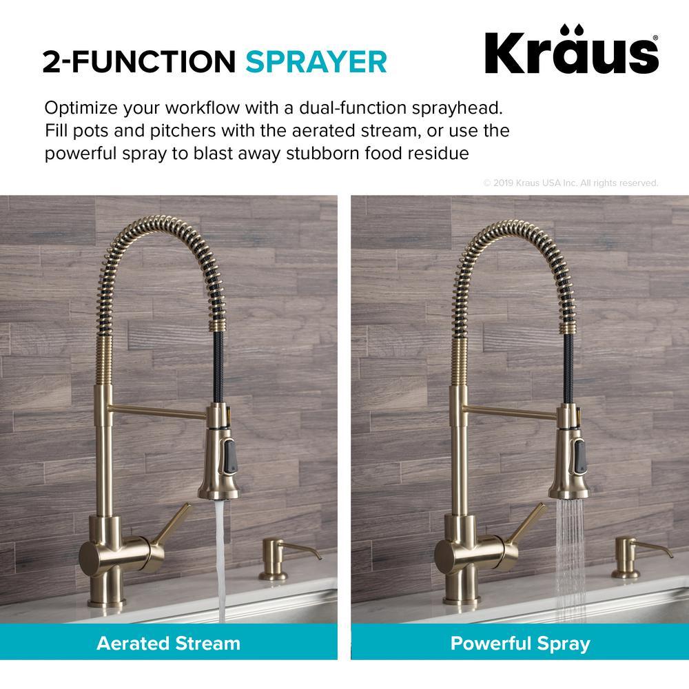 Britt Single-Handle Pull Down Sprayer Kitchen Faucet in Brushed Gold - Super Arbor