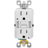15 Amp Self-Test SmartlockPro Combo Duplex Guide Light and Tamper Resistant GFCI Outlet, White - Super Arbor