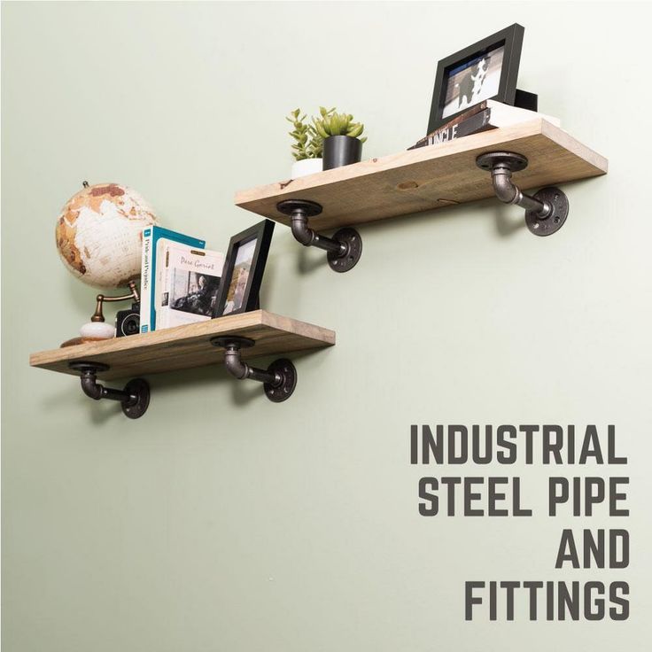 1/2 in. Black Pipe 7.75 in D x 2.5 in. H Wall Mounted Double Flange Shelf Bracket Kit (4-Pack)