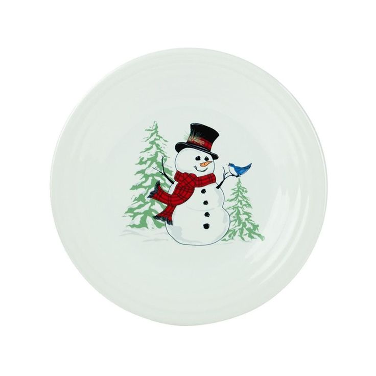 White Snowman Luncheon Plate