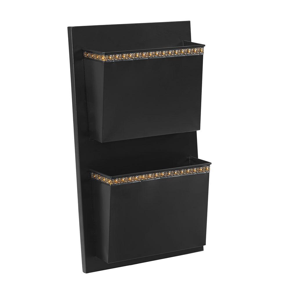 2-Slot Black and Gold Dots Wall Mailbox - Super Arbor