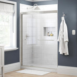 Simplicity 60 in. x 70 in. Semi-Frameless Traditional Sliding Shower Door in Nickel with Transition Glass - Super Arbor