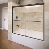 Infinity 58-1/2 in. x 57 in. Semi-Frameless Sliding Bathtub Door in Brushed Nickel - Super Arbor