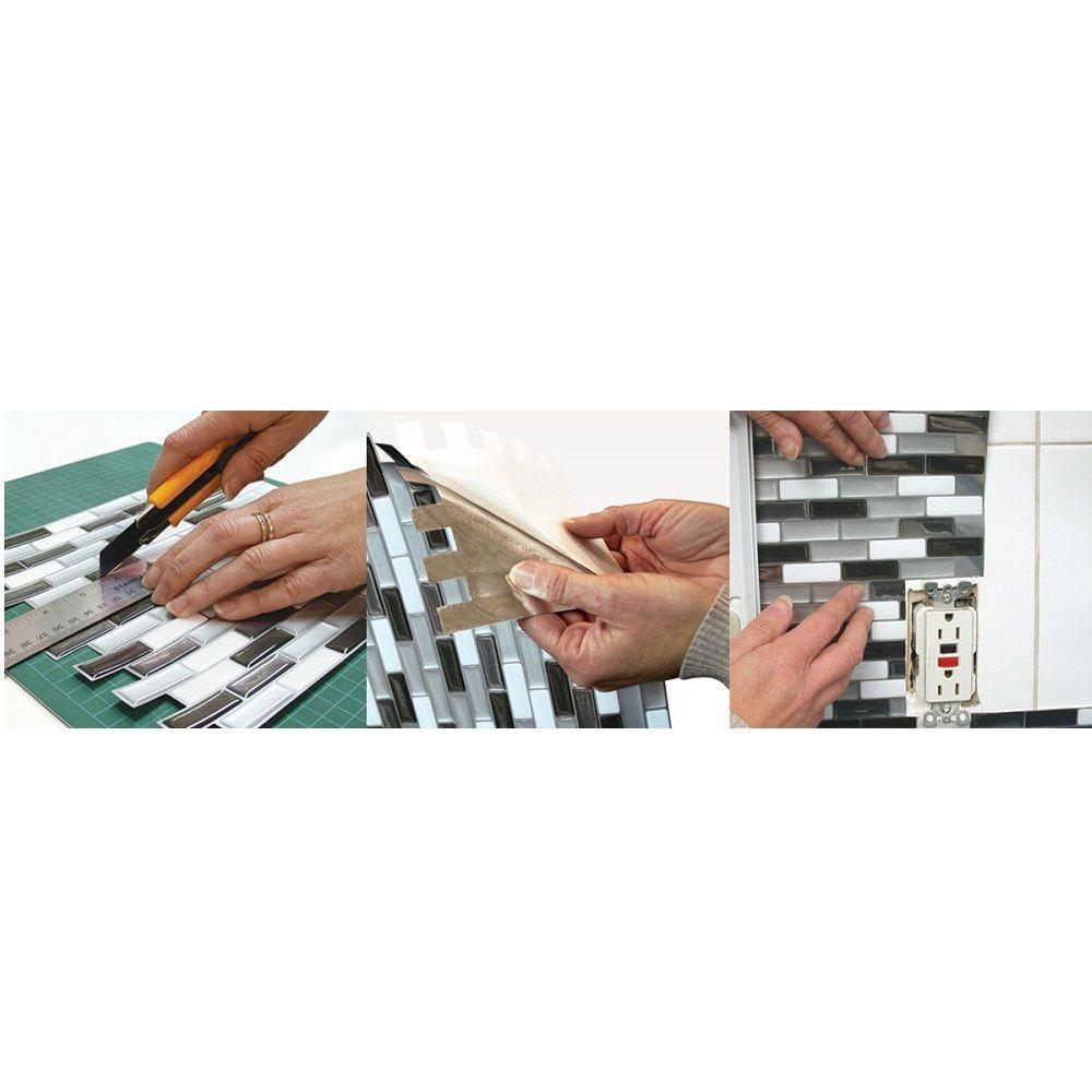 Muretto Durango Multi 10.20 in. W x 9.10 in. H Peel and Stick Decorative Mosaic Wall Tile Backsplash (4-Pack) - Super Arbor