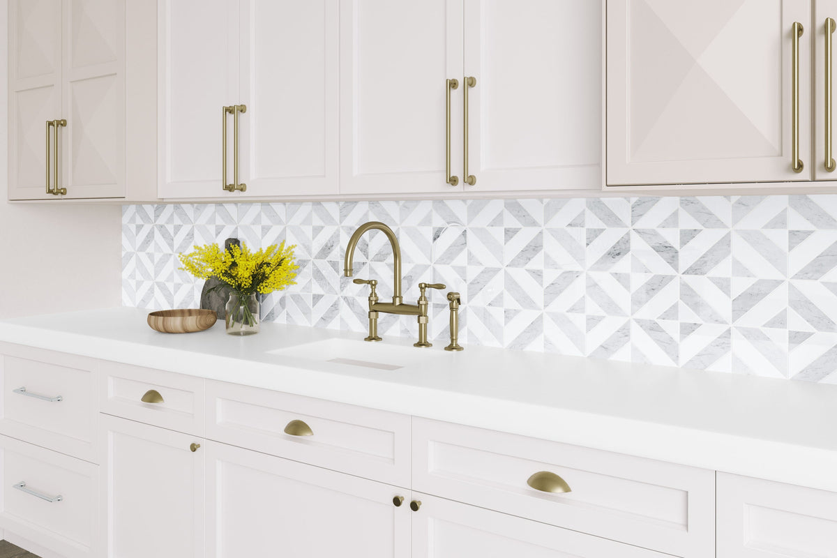 Satori Venatino Parquet 12-in x 12-in Polished Natural Stone Marble Look Mosaic Floor and Wall Tile (0.95-sq. ft/ Piece)
