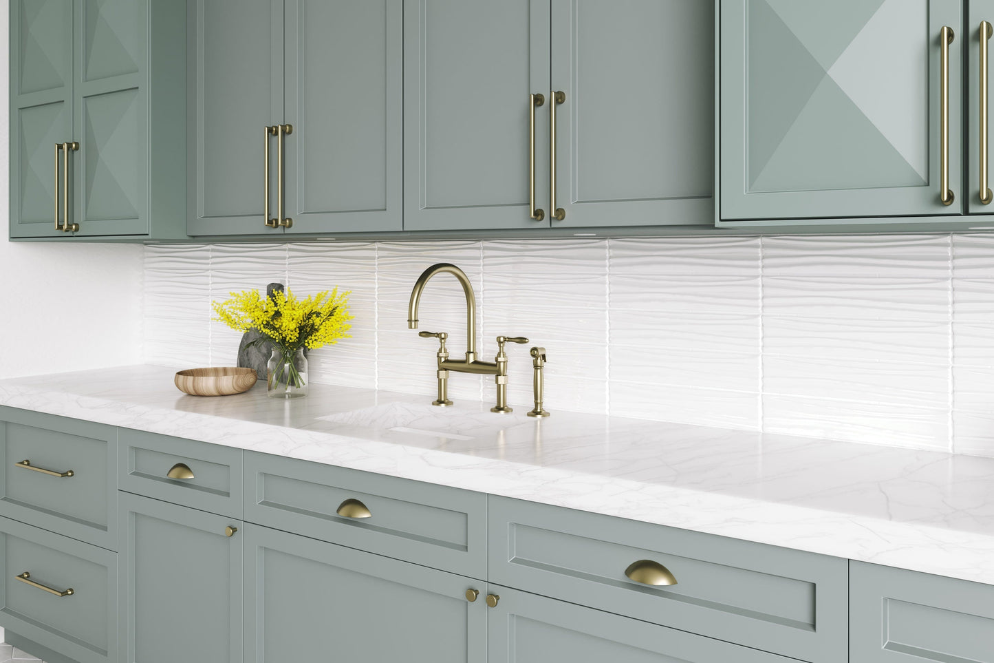 Satori Hudson Brilliant White Motion 4-in x 16-in Glossy Ceramic Wall Tile (0.43-sq. ft/ Piece)