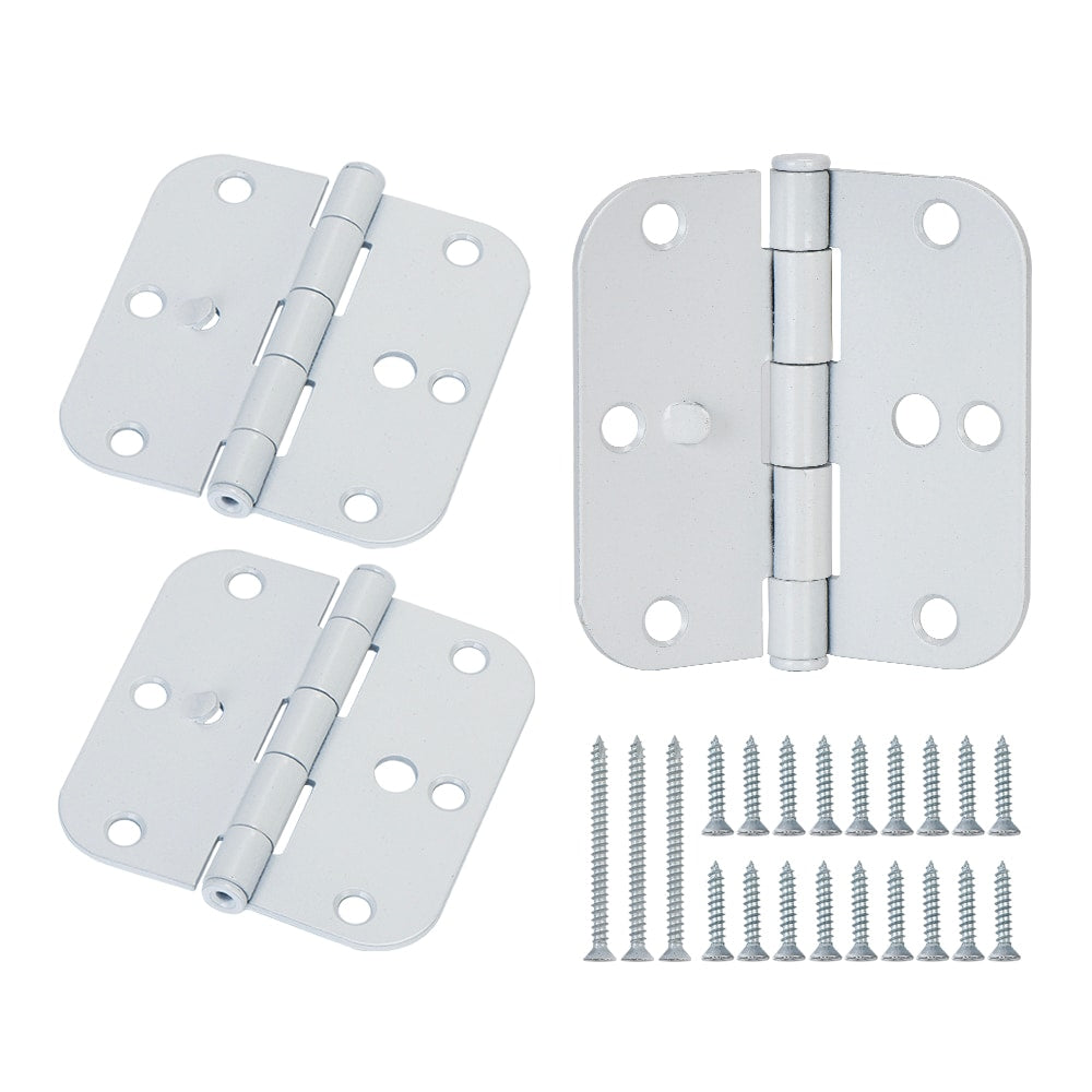 Everbilt 3-1/2 in. White Security Door Hinge, 5/8 in. Radius (3-Pack)