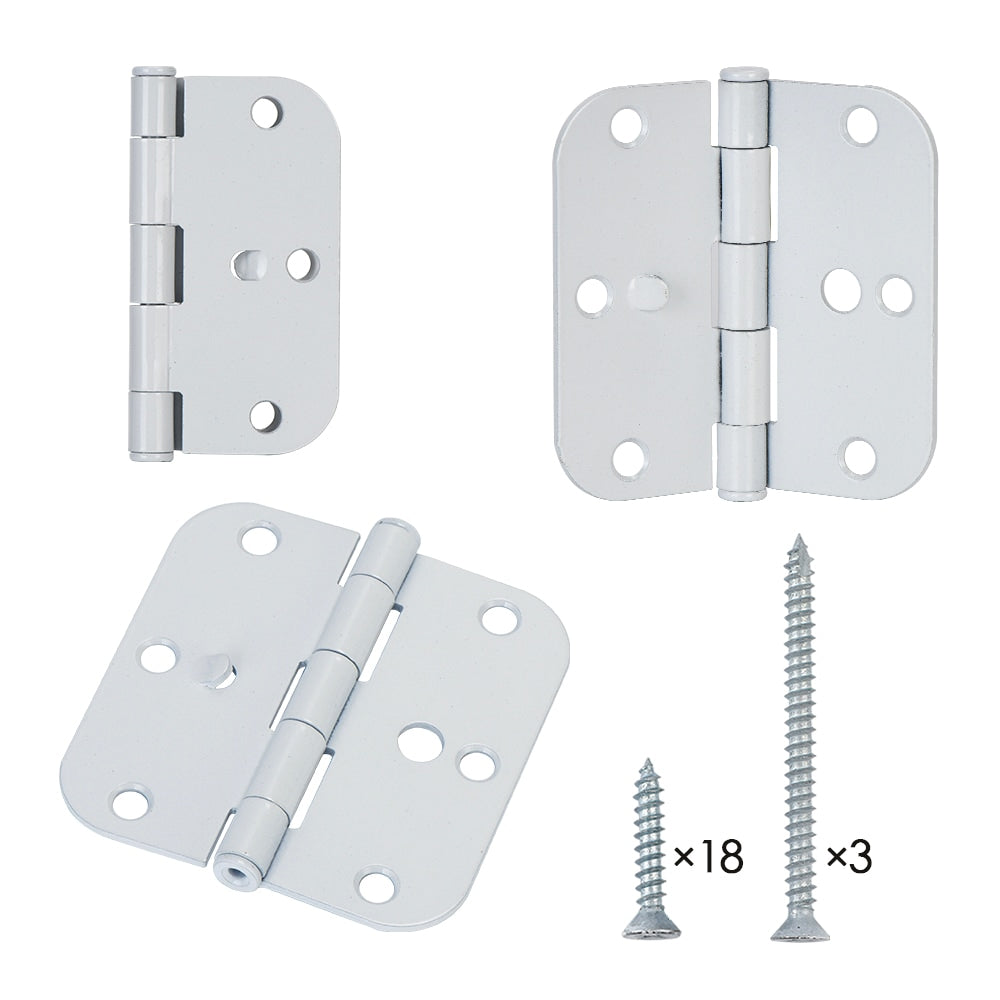 Everbilt 3-1/2 in. White Security Door Hinge, 5/8 in. Radius (3-Pack)