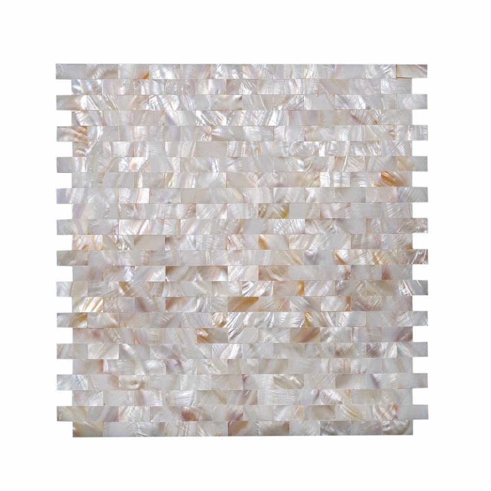Apollo Tile White 11-in x 12-in Polished Natural Shell Diamond Brick Look Floor and Wall Tile (18.52-sq. ft/ Carton)