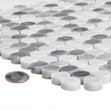Apollo Tile (Sample) Gray, White 4-in x 4-in Polished Marble Penny Round Patterned Floor and Wall Tile