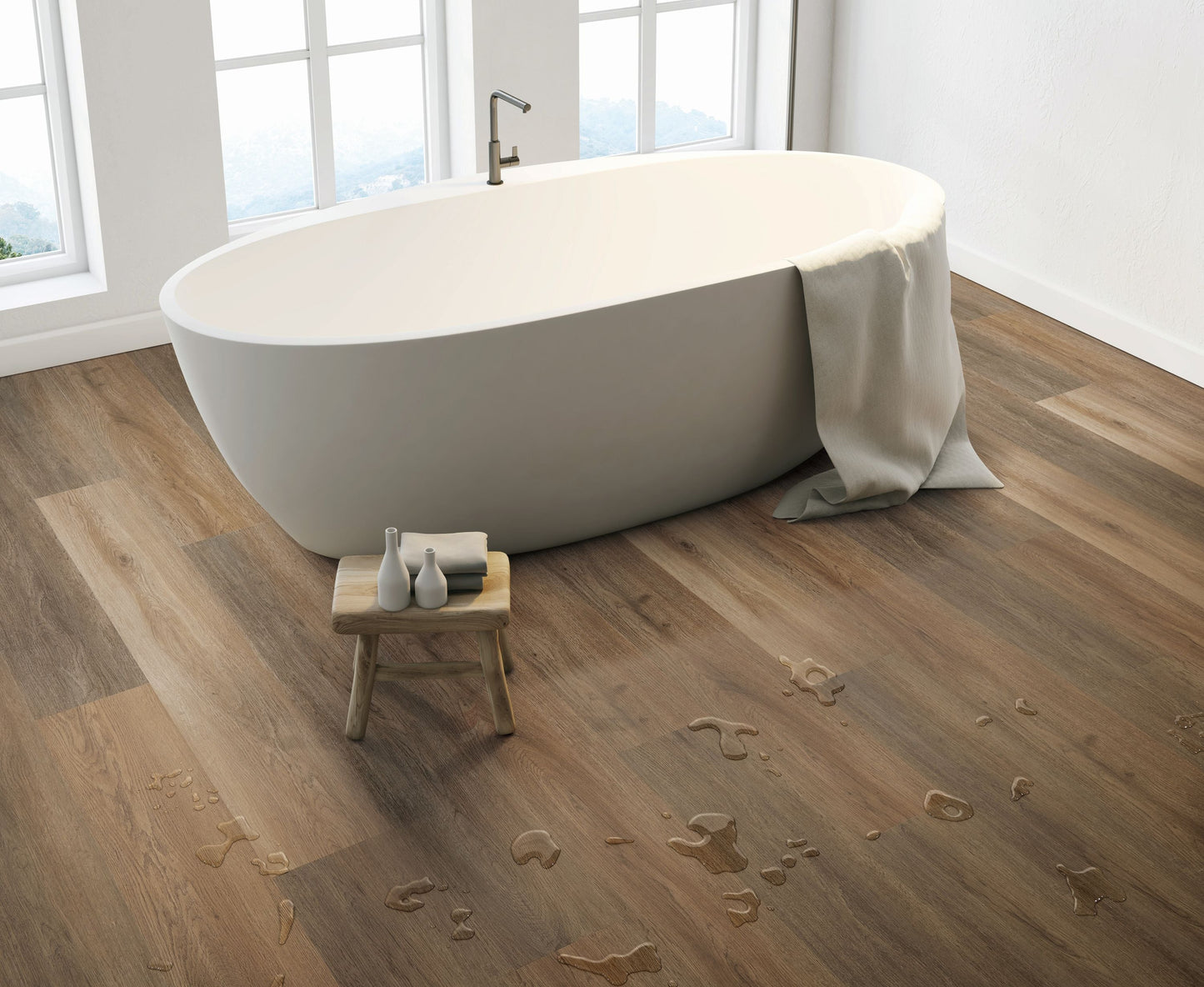 Style Selections Brunette Oak 7-in W x 48-in L x 5-mm T Waterproof Interlocking Luxury Vinyl Plank Flooring, 12-mil Wear Layer (23.36-sq ft Carton)