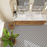 Lucida USA Venetian Black Patterned Look 12-mil x 12-in W x 12-in L Waterproof Peel and Stick Vinyl Tile Flooring (36-sq ft/ Carton)