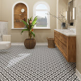 Lucida USA Venetian Black Patterned Look 12-mil x 12-in W x 12-in L Waterproof Peel and Stick Vinyl Tile Flooring (36-sq ft/ Carton)