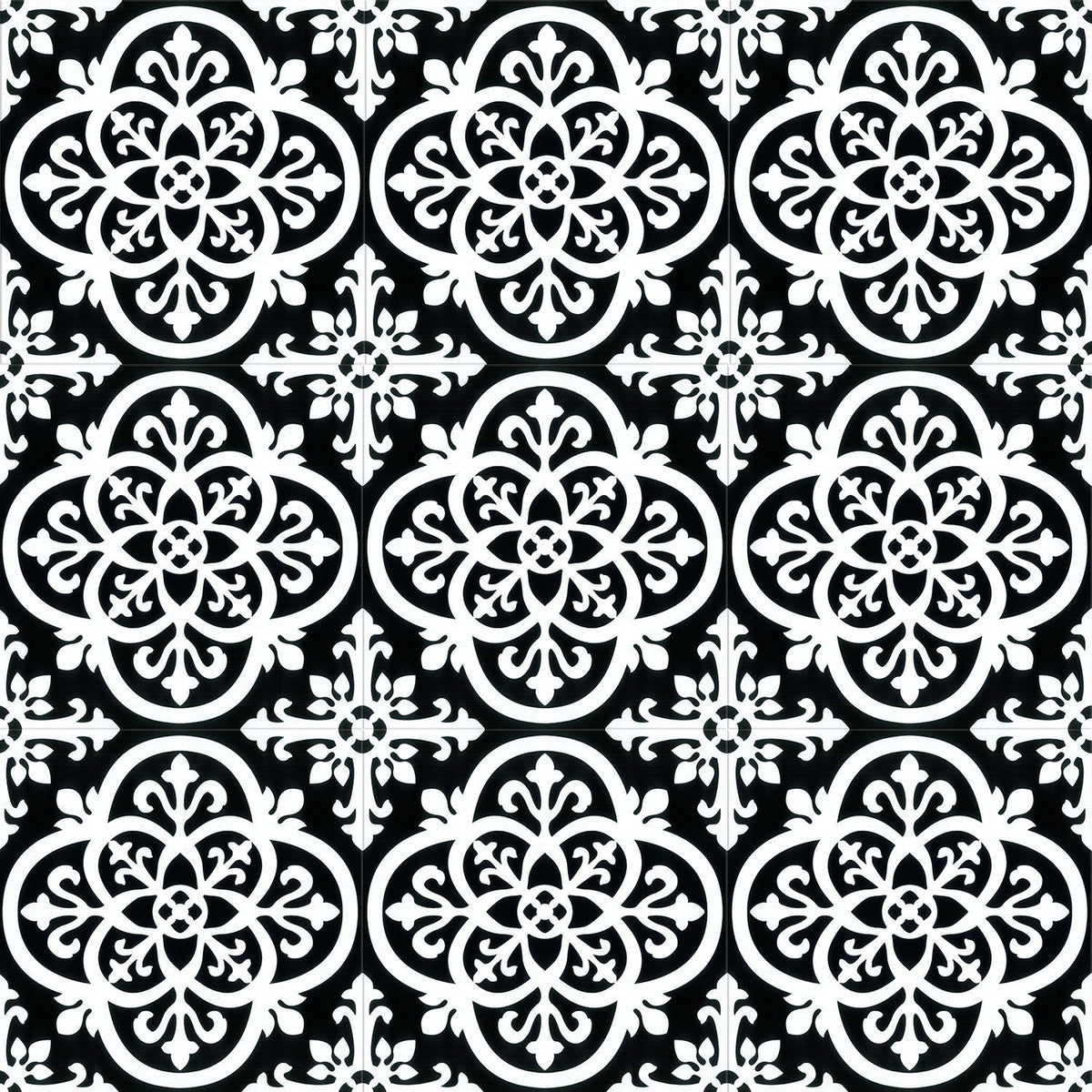 Lucida USA Florentine Black Patterned Look 12-mil x 12-in W x 12-in L Waterproof Peel and Stick Vinyl Tile Flooring (36-sq ft/ Carton)