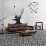 Lucida USA Florentine Black Patterned Look 12-mil x 12-in W x 12-in L Waterproof Peel and Stick Vinyl Tile Flooring (36-sq ft/ Carton)